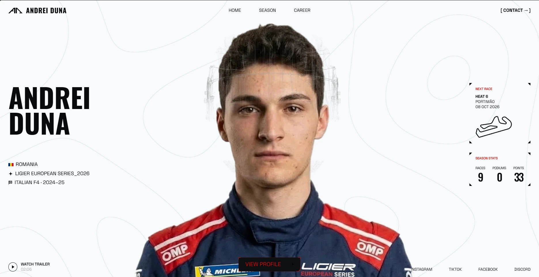 Andrei Duna racing driver website homepage